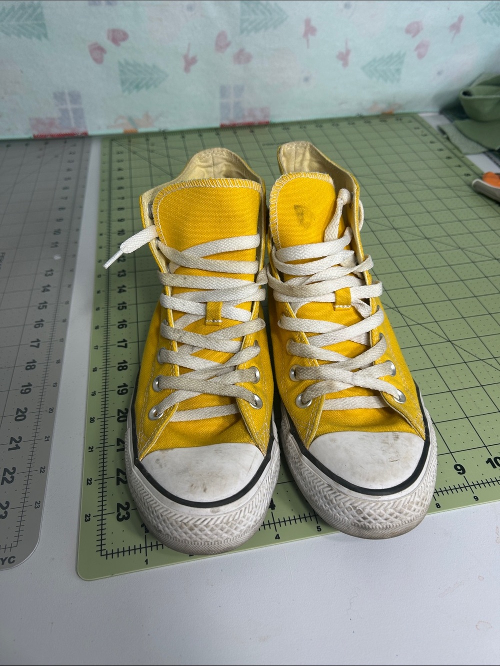 Yellow High-Top Canvas Sneakers